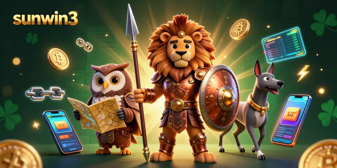 Experience sunwin3’s dynamic casino world with 3D cartoon assets showcasing a Spartan lion, owl strategist, and greyhound messenger.
