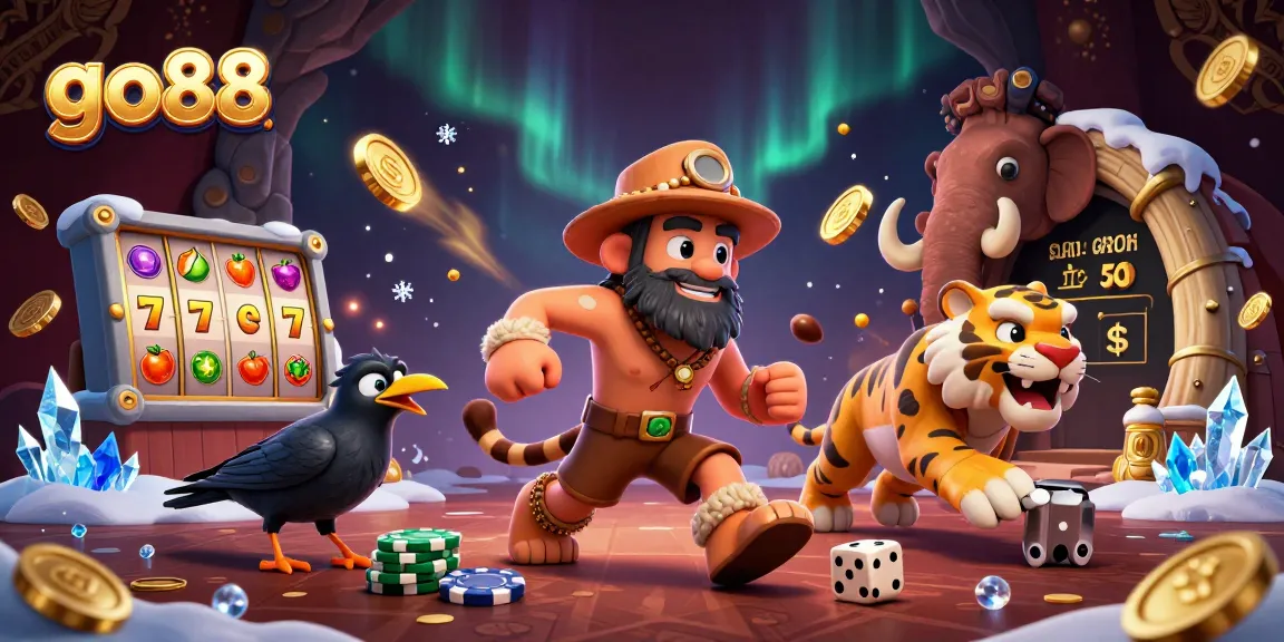 Experience thrilling gameplay at go88 with a lively 3D cartoon illustration of casino characters and activities.